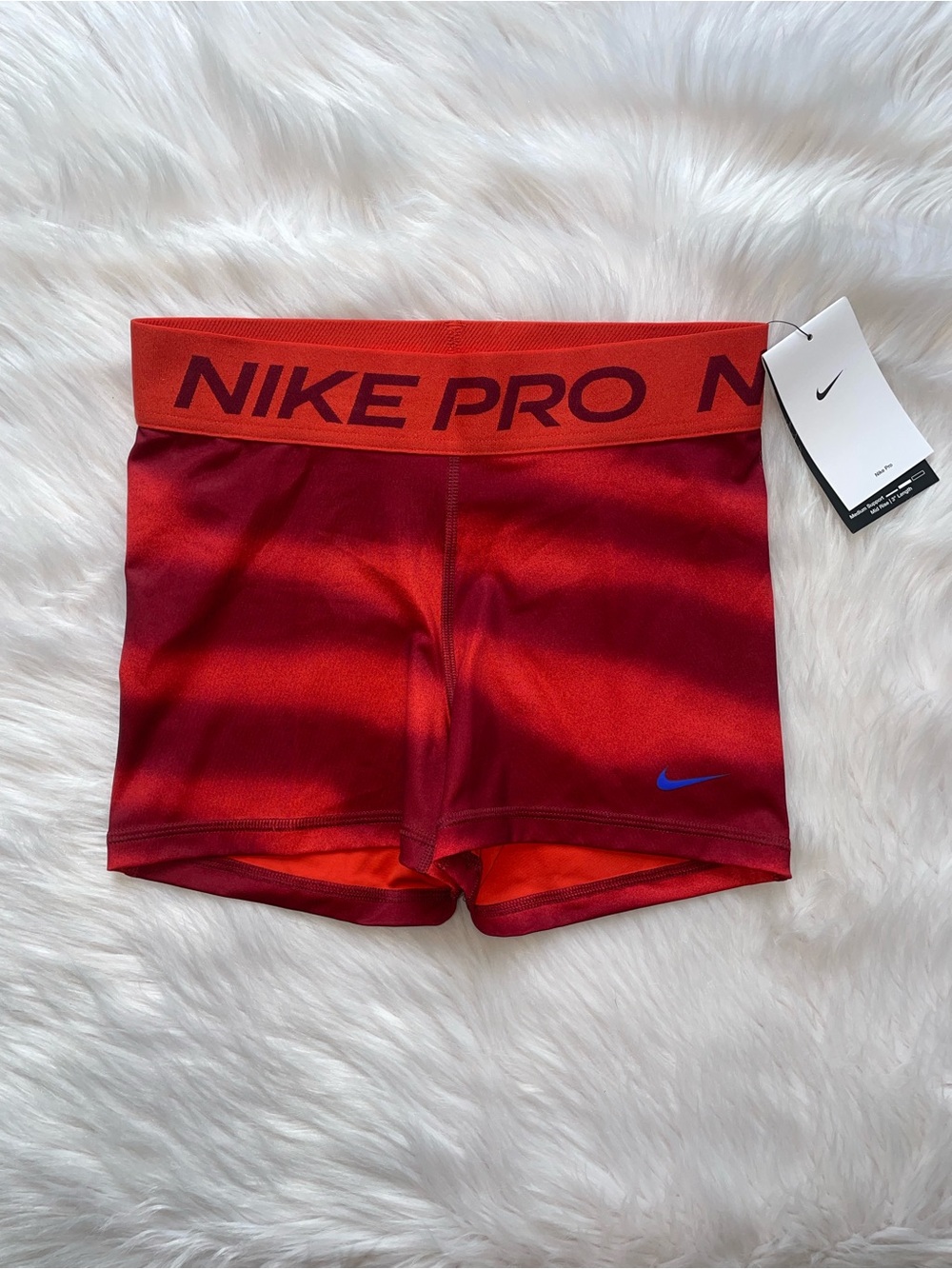 NWT Nike Pros red orange stripe compression Nike pro shorts women’s S small gym